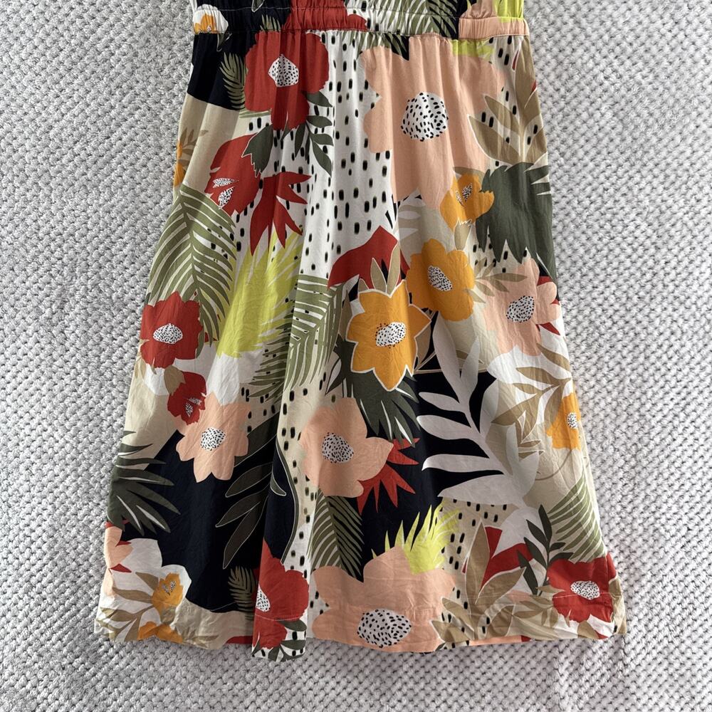 Ann Taylor Shirt Dress Womens 8 Beige Red Button Front Crew Cap Sleeve Belt - Picture 8 of 13
